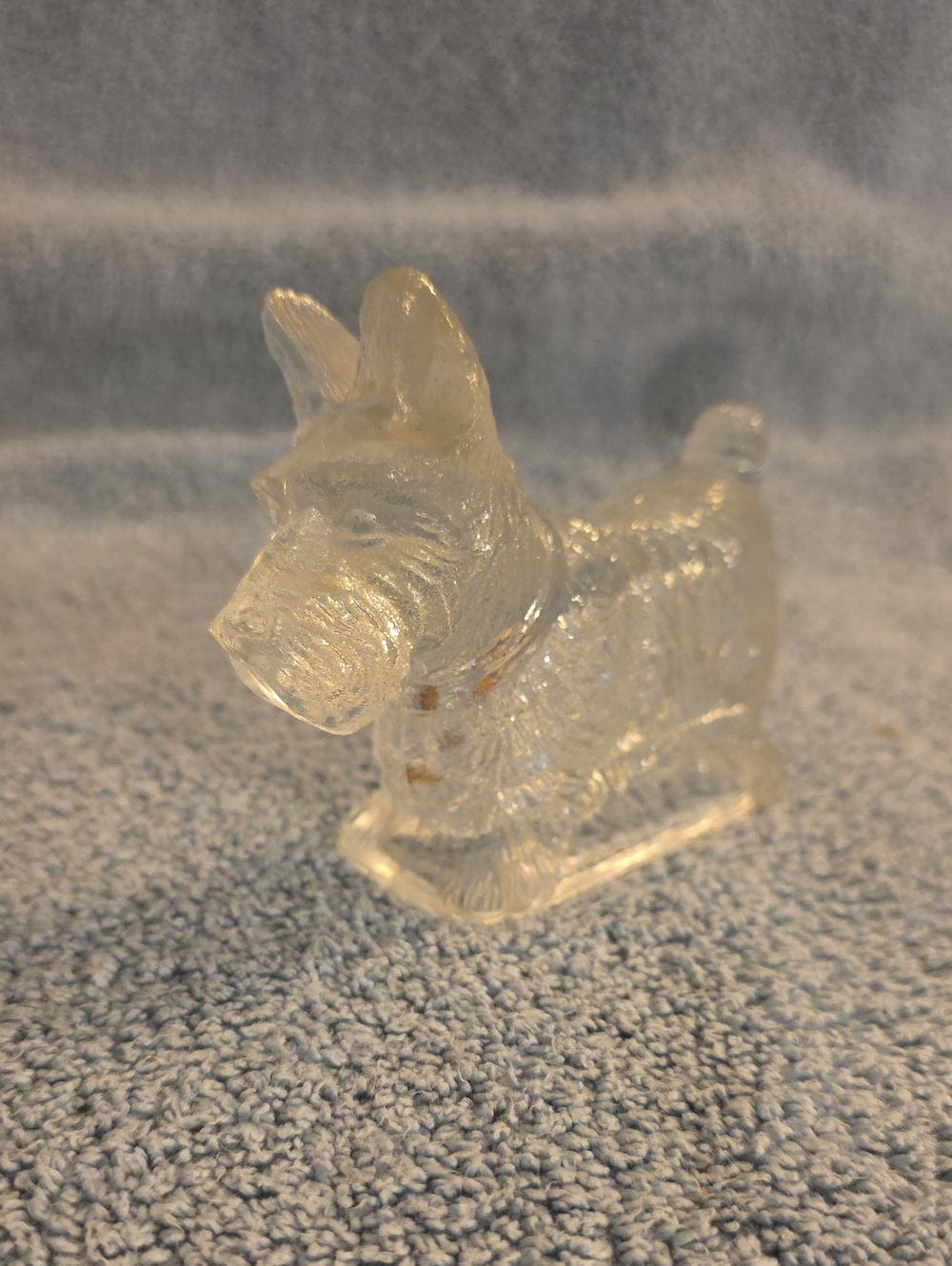 Antique Scottie Dog Candy Container, Clear Glass